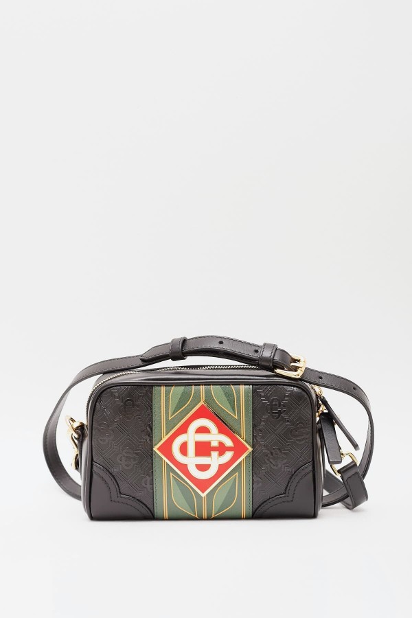 CASABLANCA BLACK MONOGRAM CROSSBODY BAG IAMNUE