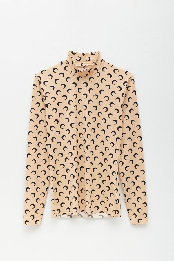 MARINE SERRE TAN SECOND SKIN TURTLENECK MOON TOP IAMNUE
