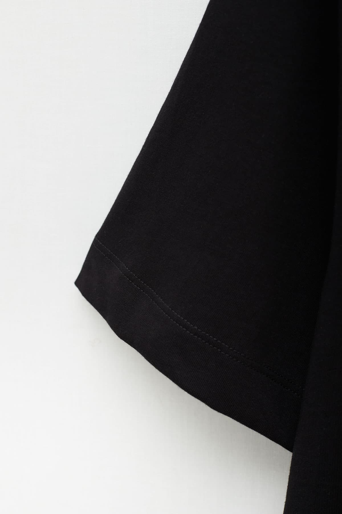 MARINE SERRE BLACK EMBROIDERED LOGO T-SHIRT IAMNUE