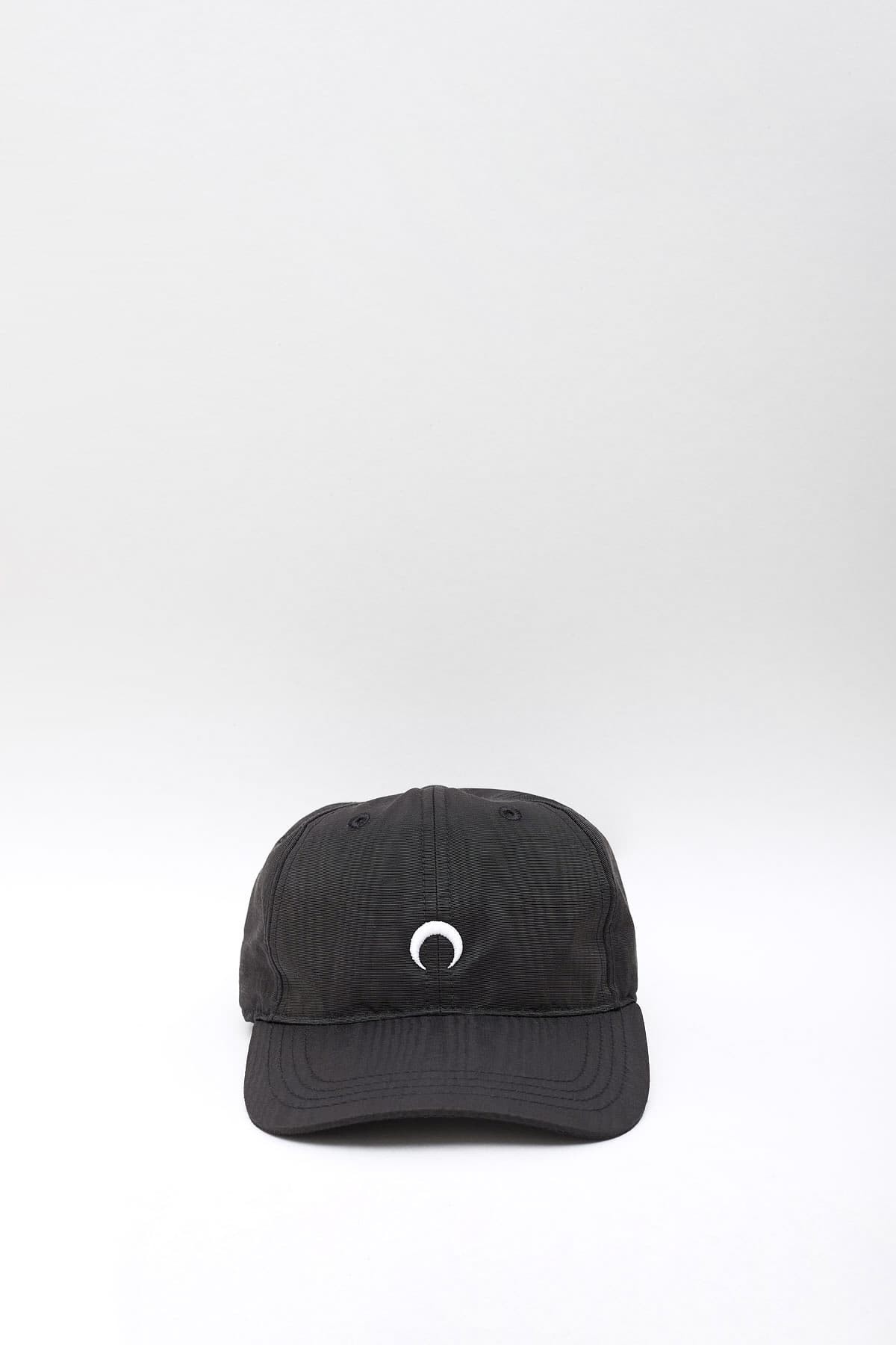 MARINE SERRE BLACK EMBROIDERED MOIRE HAT IAMNUE