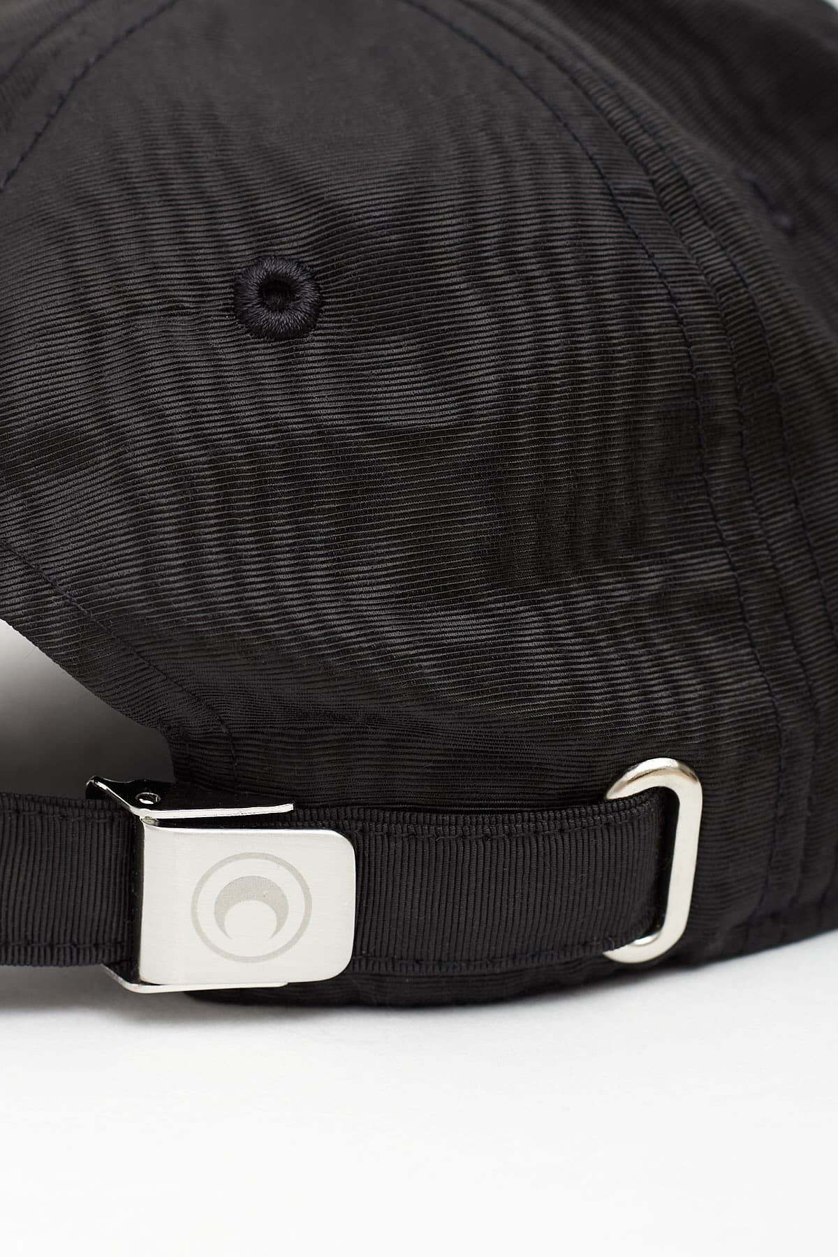 MARINE SERRE BLACK EMBROIDERED MOIRE HAT IAMNUE