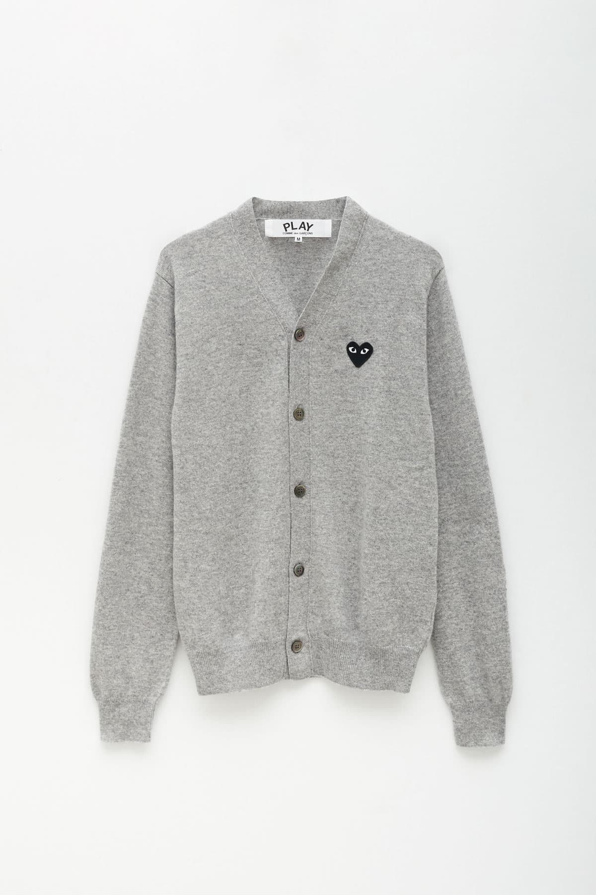 COMME DES GARCONS PLAY LIGHT GREY CARDIGAN IAMNUE