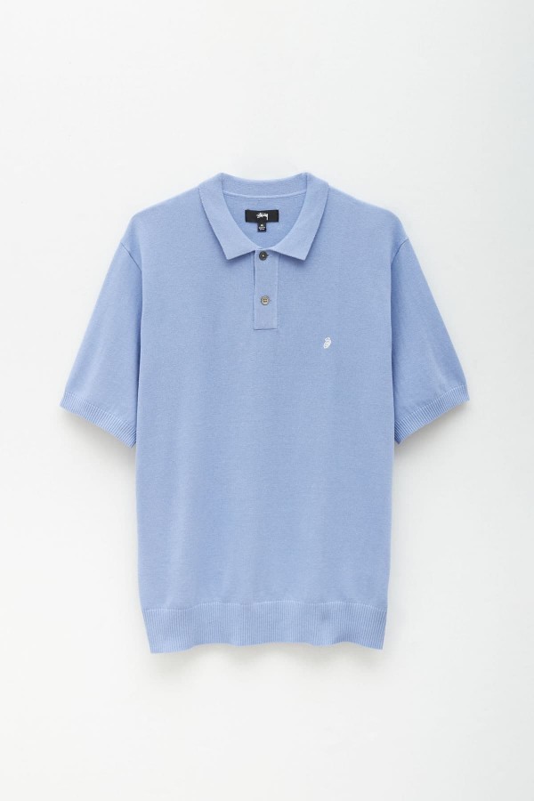 STUSSY BLUE CLASSIC SS POLO SWEATER IAMNUE