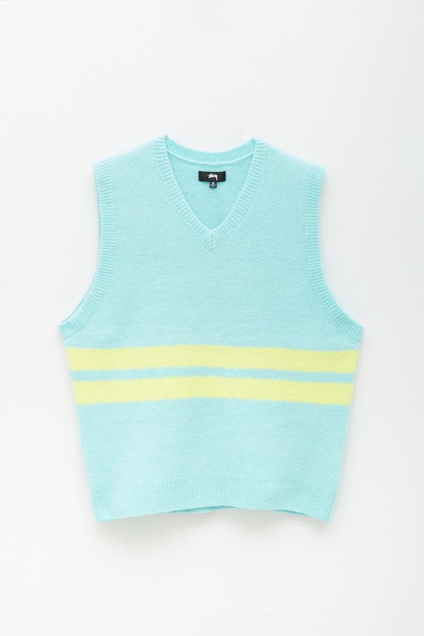 STUSSY SEAFOAM BRUSHED MOHAIR VEST IAMNUE