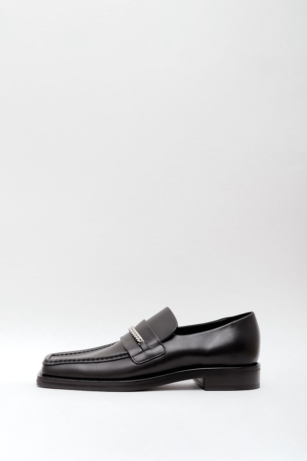 MARTINE ROSE BLACK SQUARE TOE LOAFERS IAMNUE