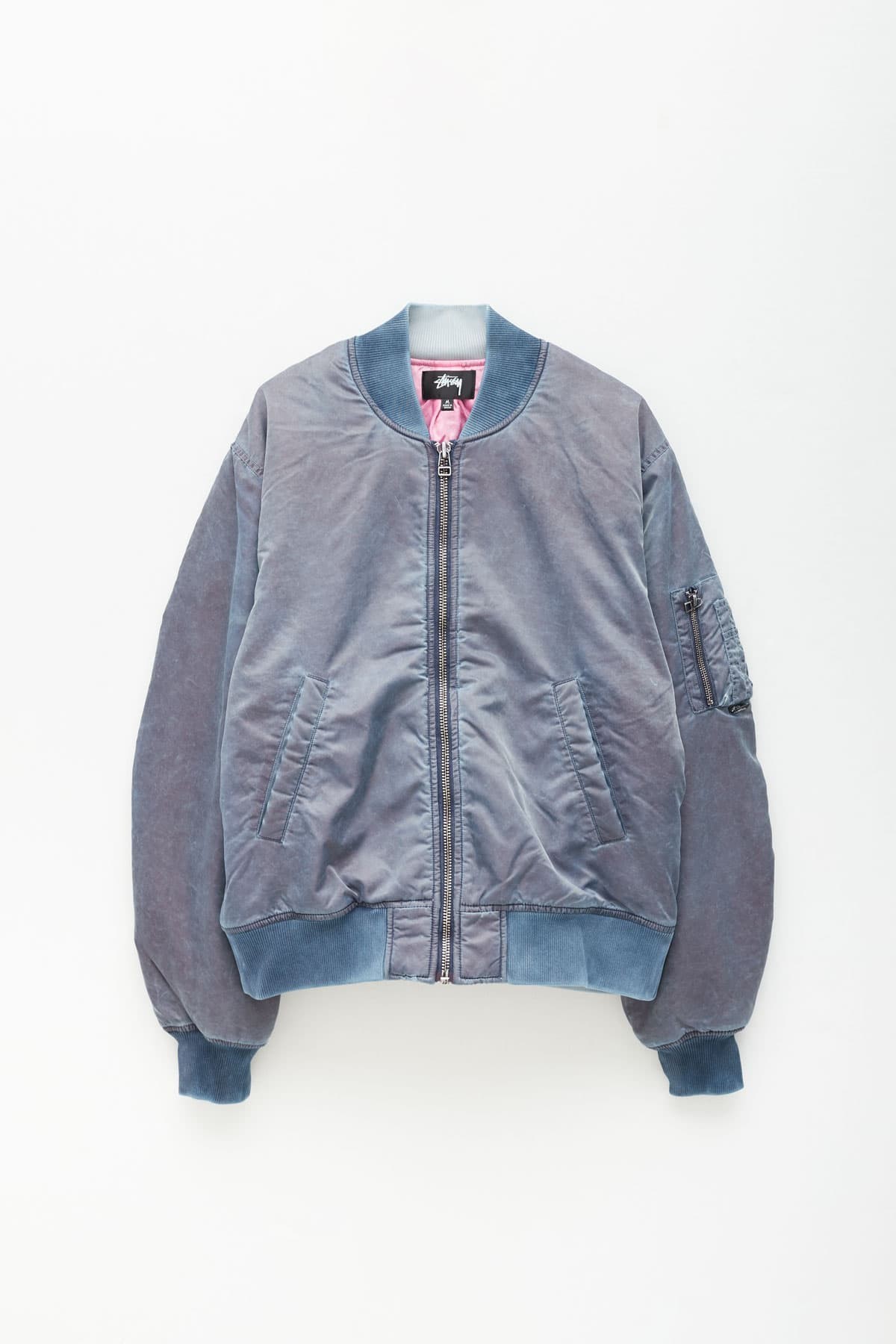 STUSSY NAVY DYED NYLON BOMBER IAMNUE