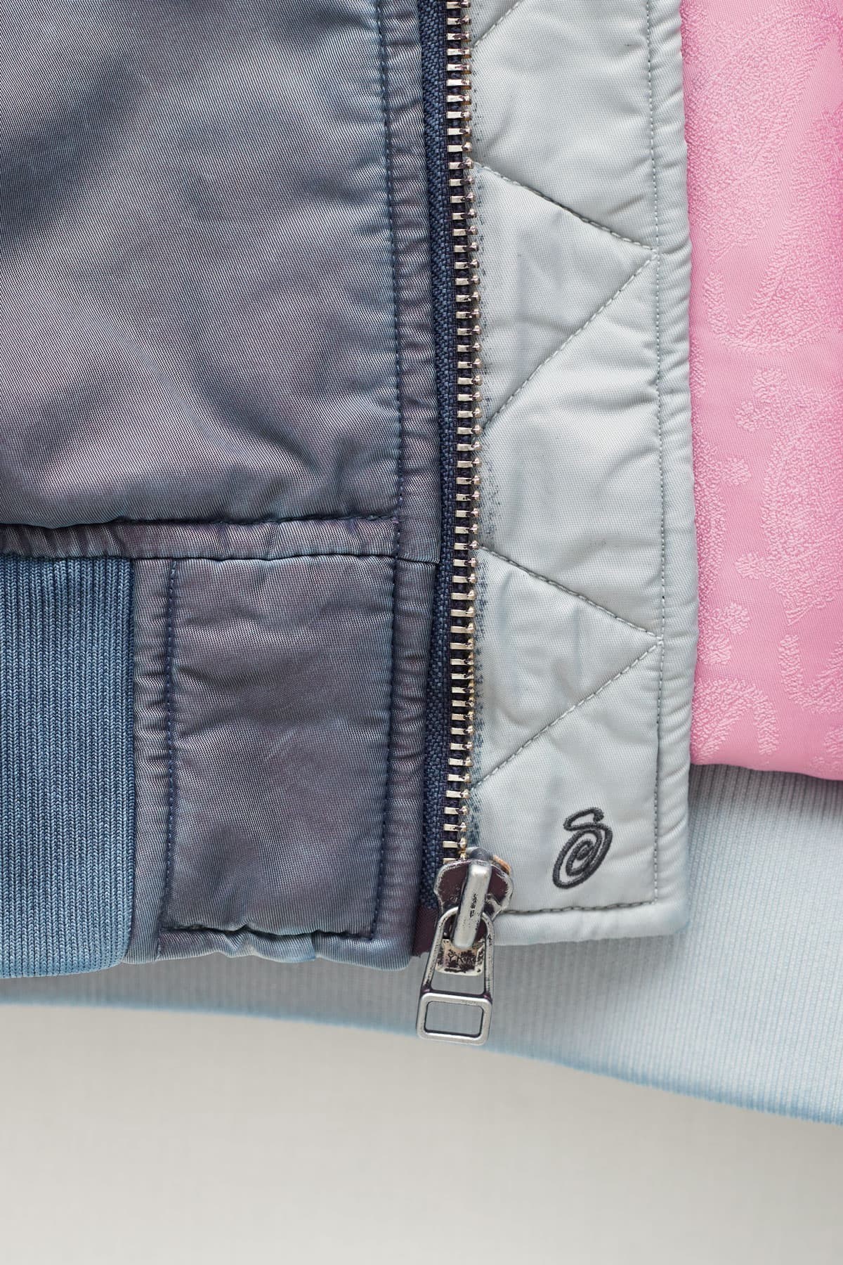 STUSSY NAVY DYED NYLON BOMBER IAMNUE