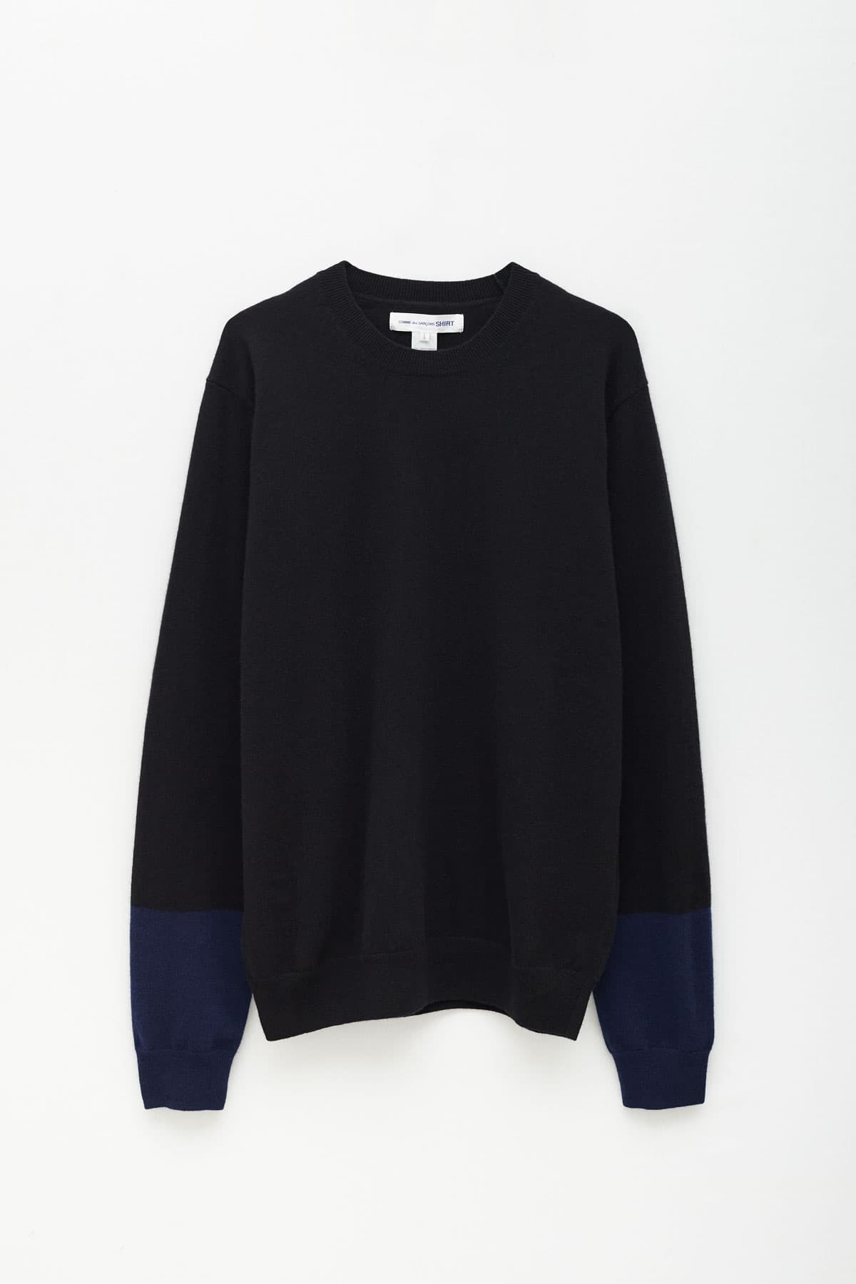 COMME DES GARCONS SHIRT FOREVER BLACK NAVY CREWNECK IAMNUE