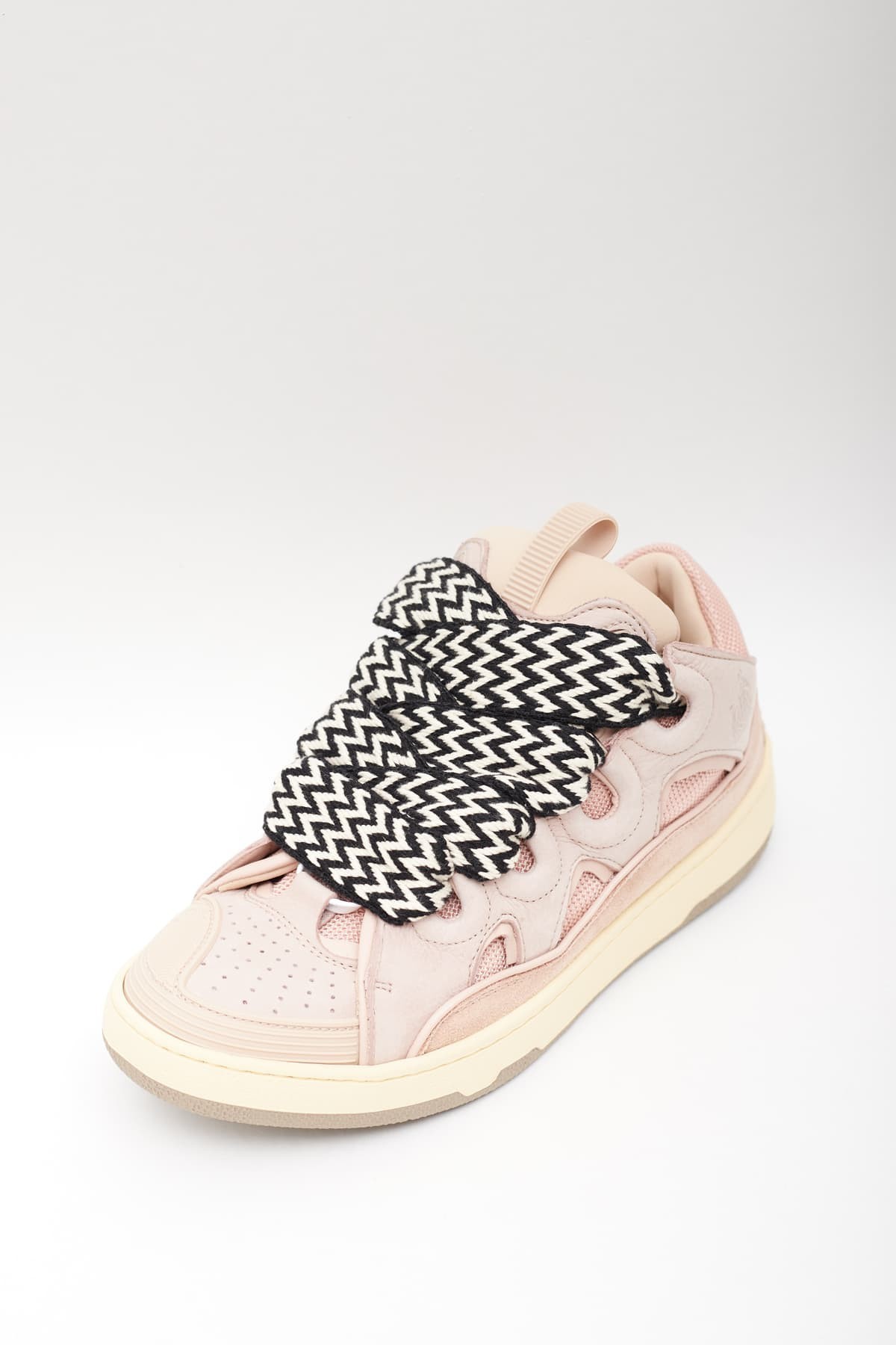 LANVIN PINK LEATHER CURB SNEAKERS IAMNUE