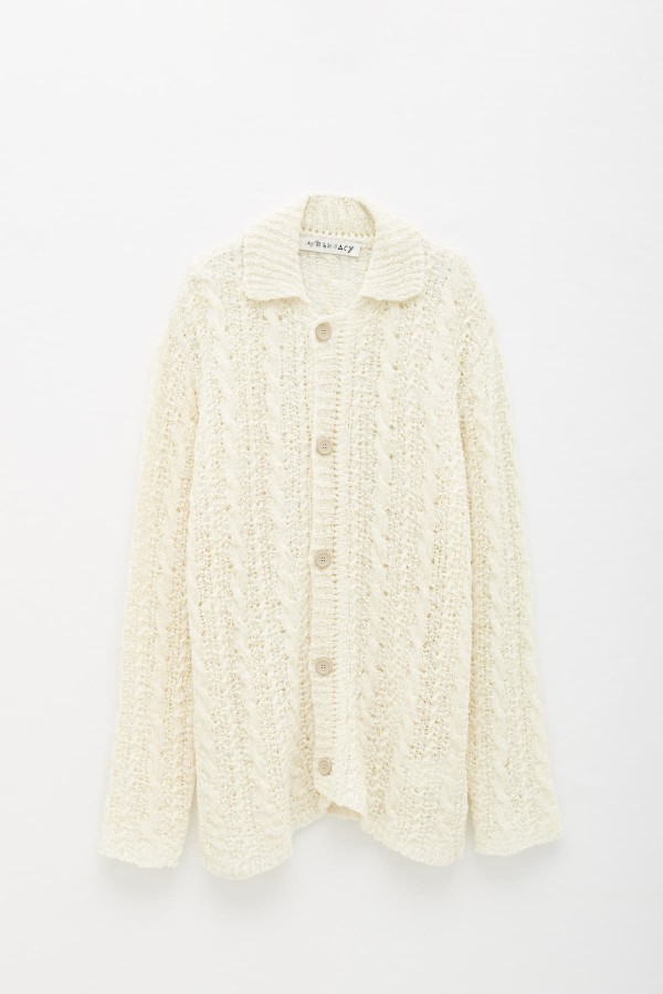 OUR LEGACY WHITE SHEER CABLE BIG CARDIGAN | IAMNUE
