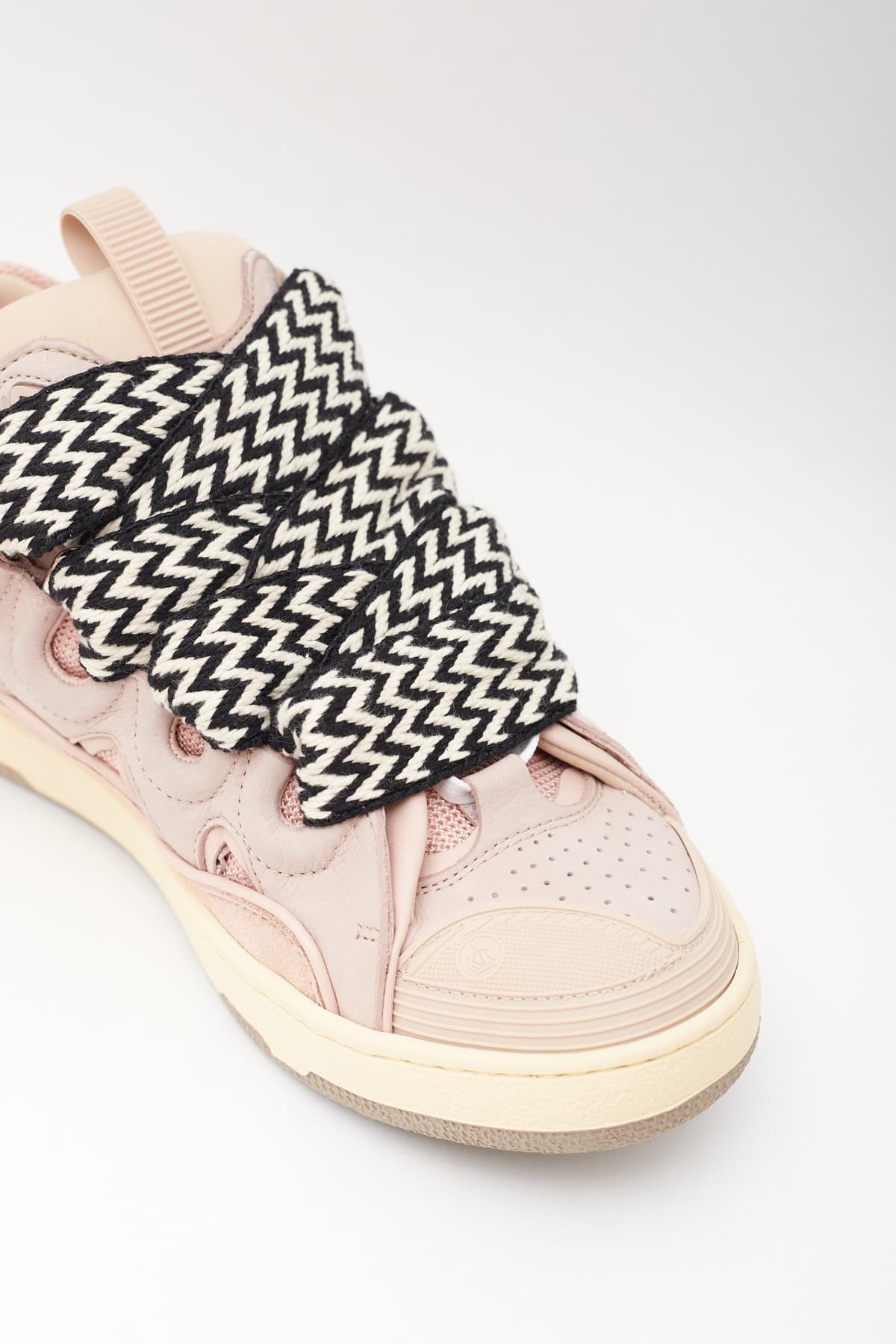 LANVIN PINK LEATHER CURB SNEAKERS IAMNUE