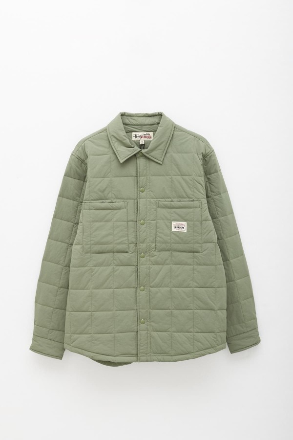 STUSSY GREEN QUILTED FATIGUE OVERSHIRT IAMNUE