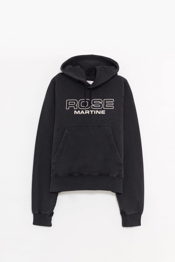MARTINE ROSE BLACK SHRUNKEN HOODIE IAMNUE