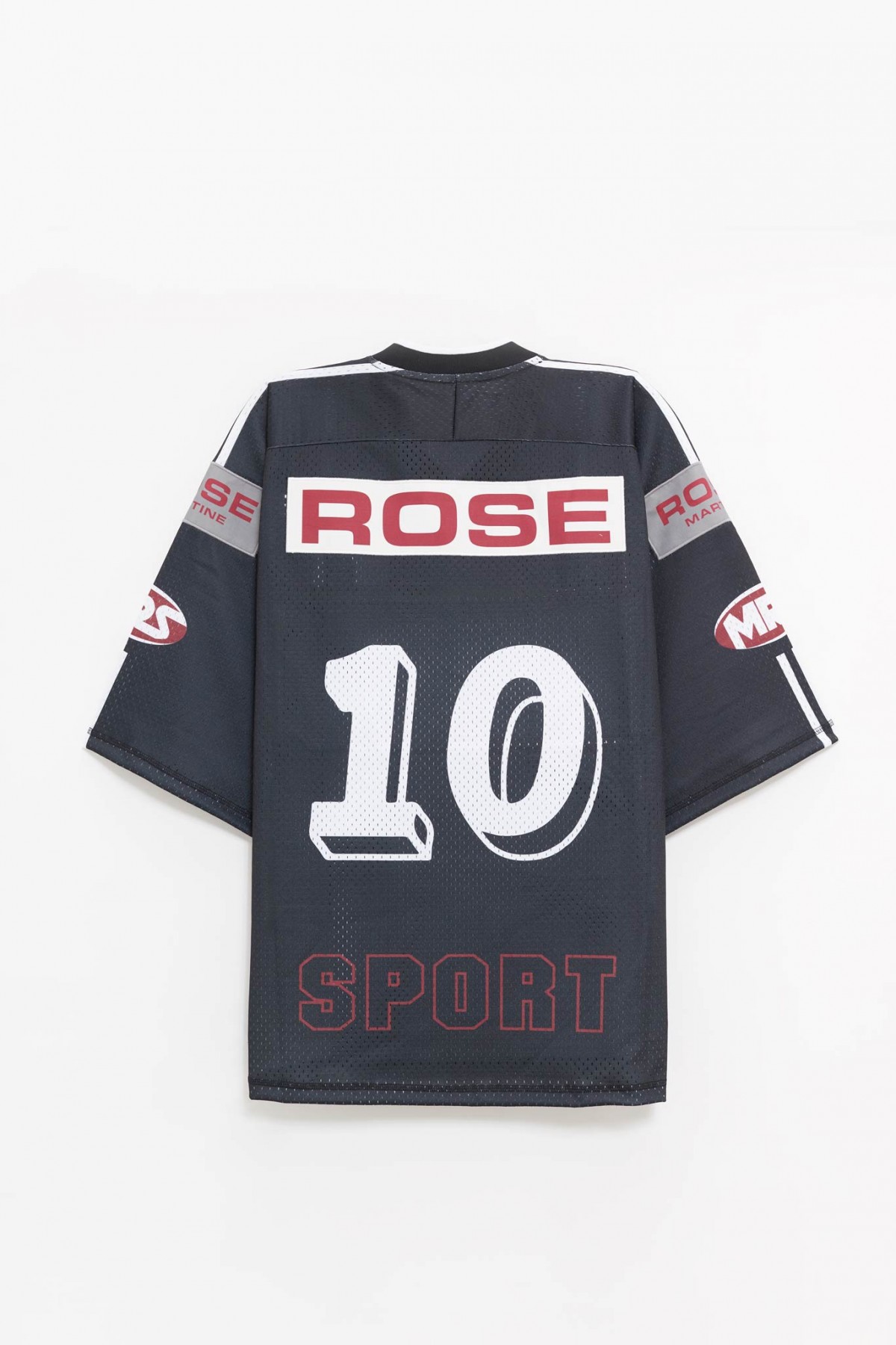 MARTINE ROSE BLACK GREY OVERSIZED HOCKEY T-SHIRT IAMNUE