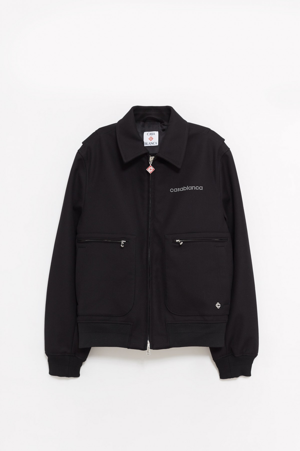 CASABLANCA BLACK BONDED WOOL BLEND JACKET IAMNUE