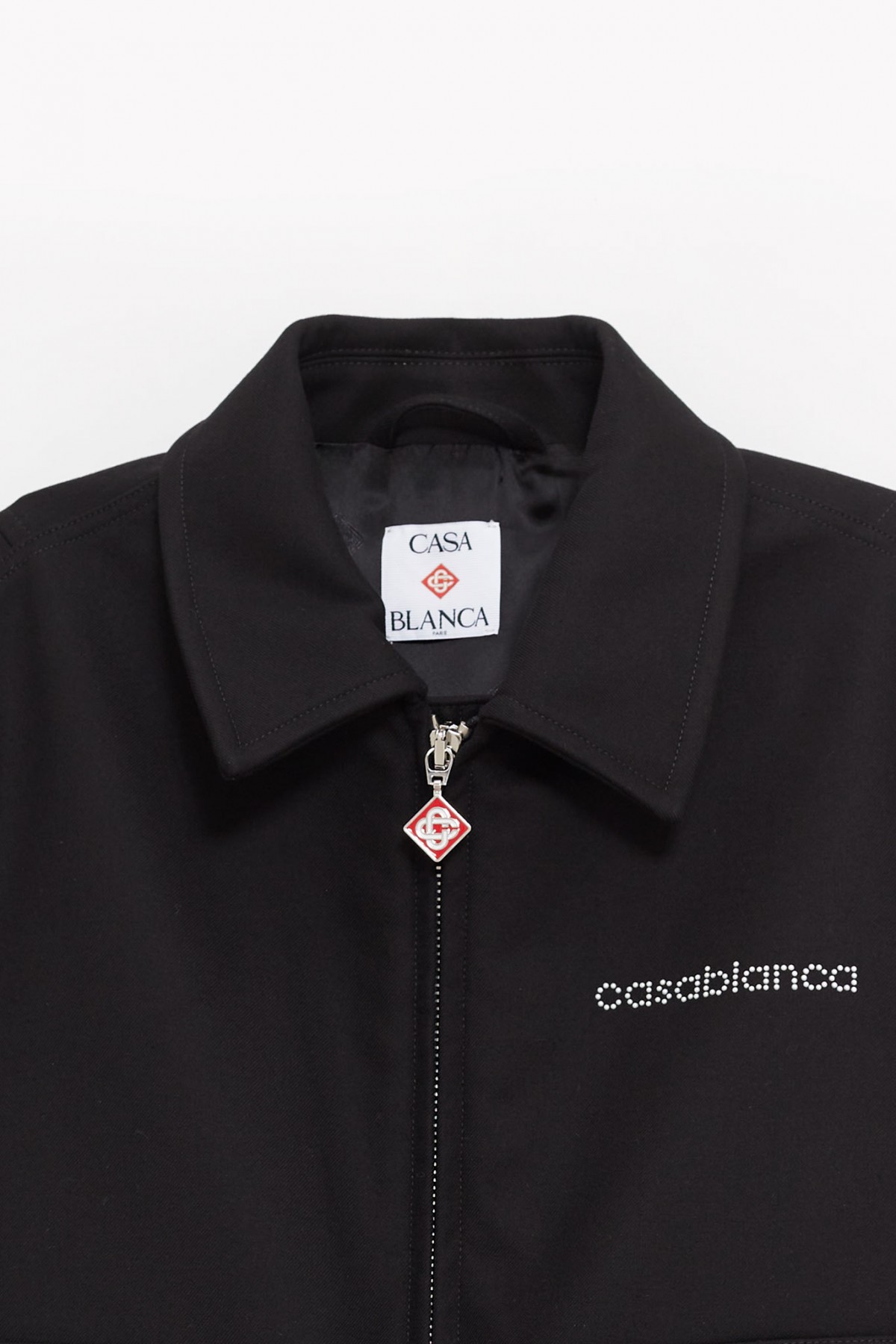 CASABLANCA BLACK BONDED WOOL BLEND JACKET IAMNUE