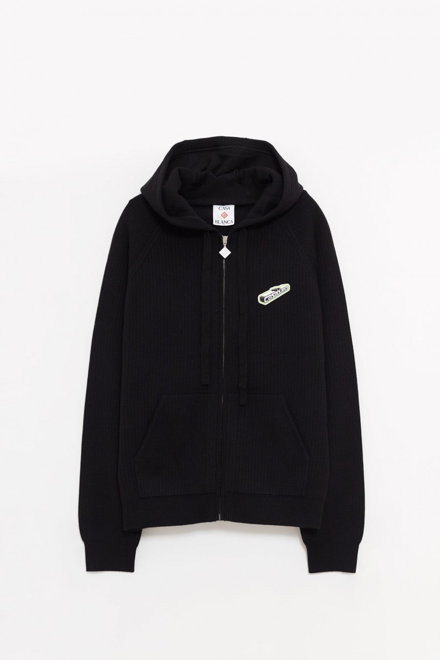 CASABLANCA BLACK RIB MERINO HOODIE IAMNUE