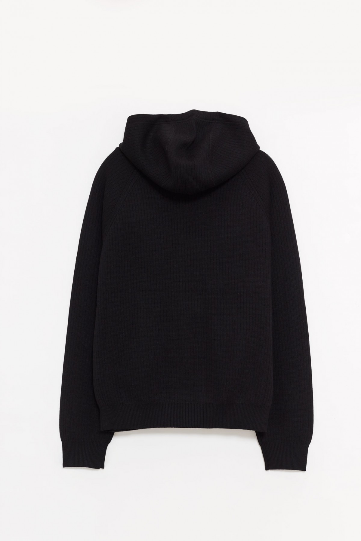 CASABLANCA BLACK RIB MERINO HOODIE IAMNUE