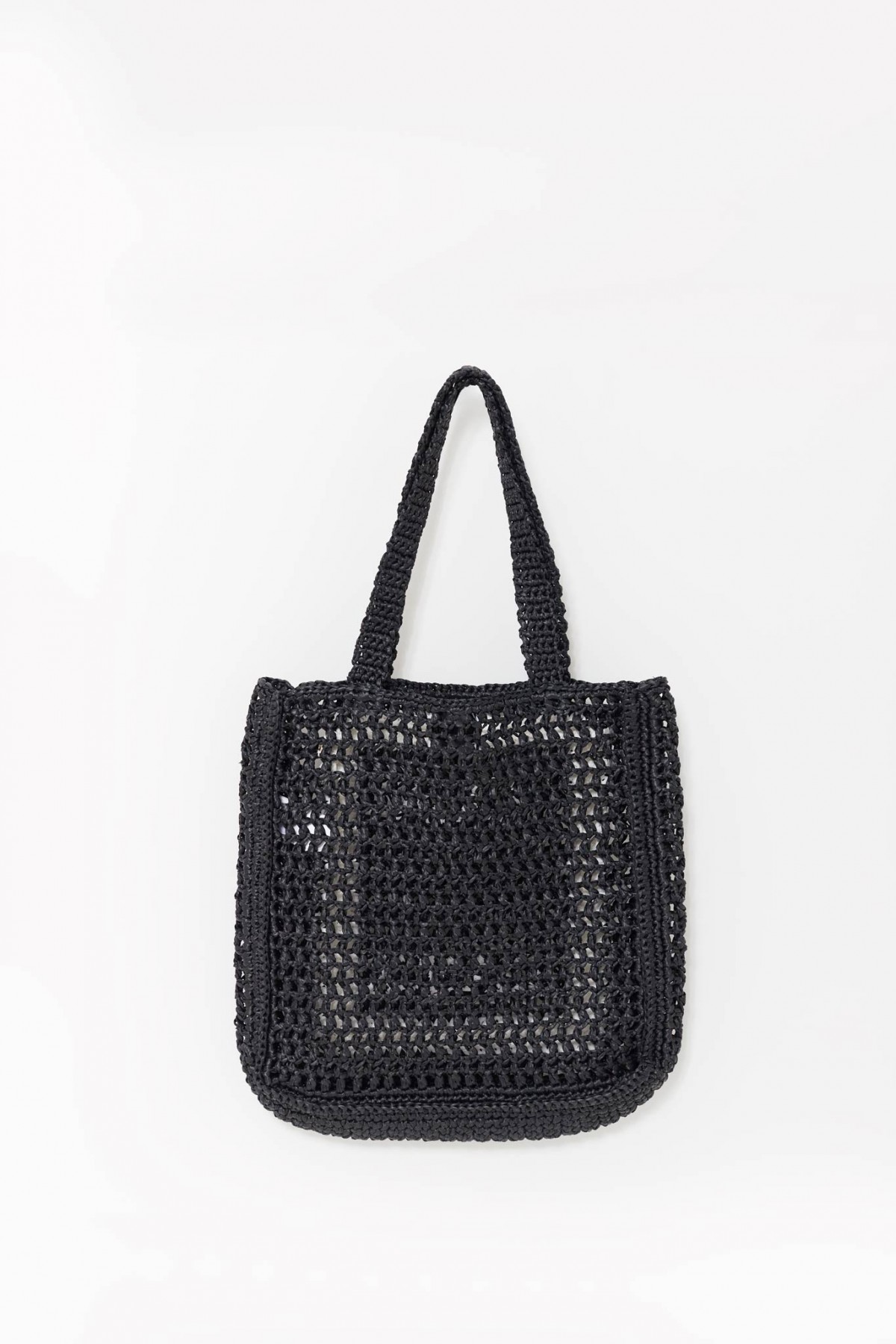 CASABLANCA BLACK RAFFIA TOTE BAG IAMNUE