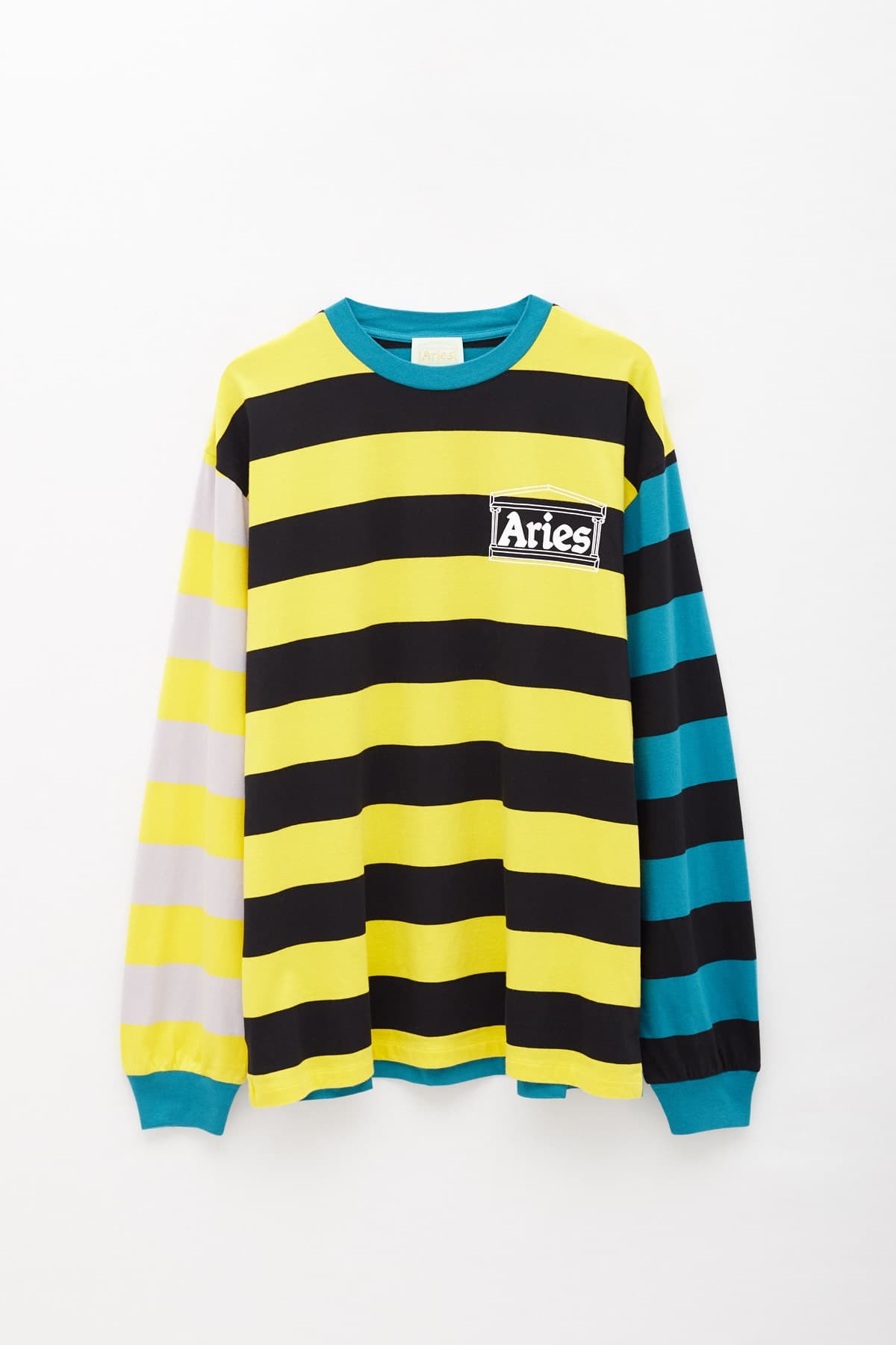 ARIES MULTI COLOR BLOCK STRIPES TEMPLE LS T-SHIRT IAMNUE