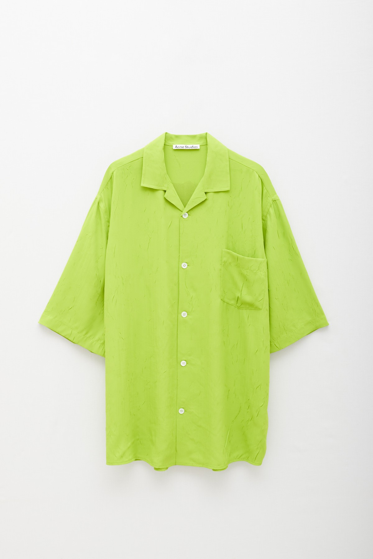 ACNE STUDIOS LIME GREEN BUTTON-UP PRINTED SS SHIRT IAMNUE
