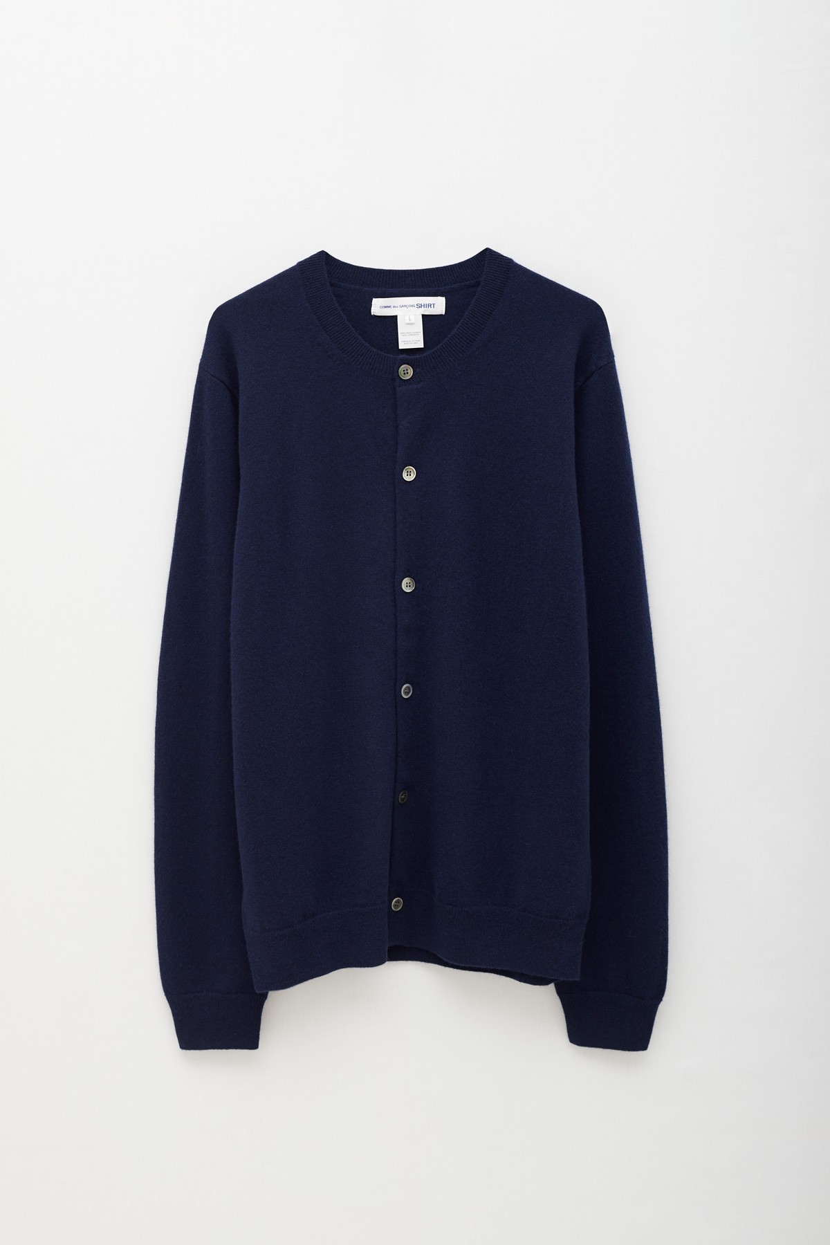 COMME DES GARCONS SHIRT FOREVER NAVY ROUND CARDIGAN IAMNUE