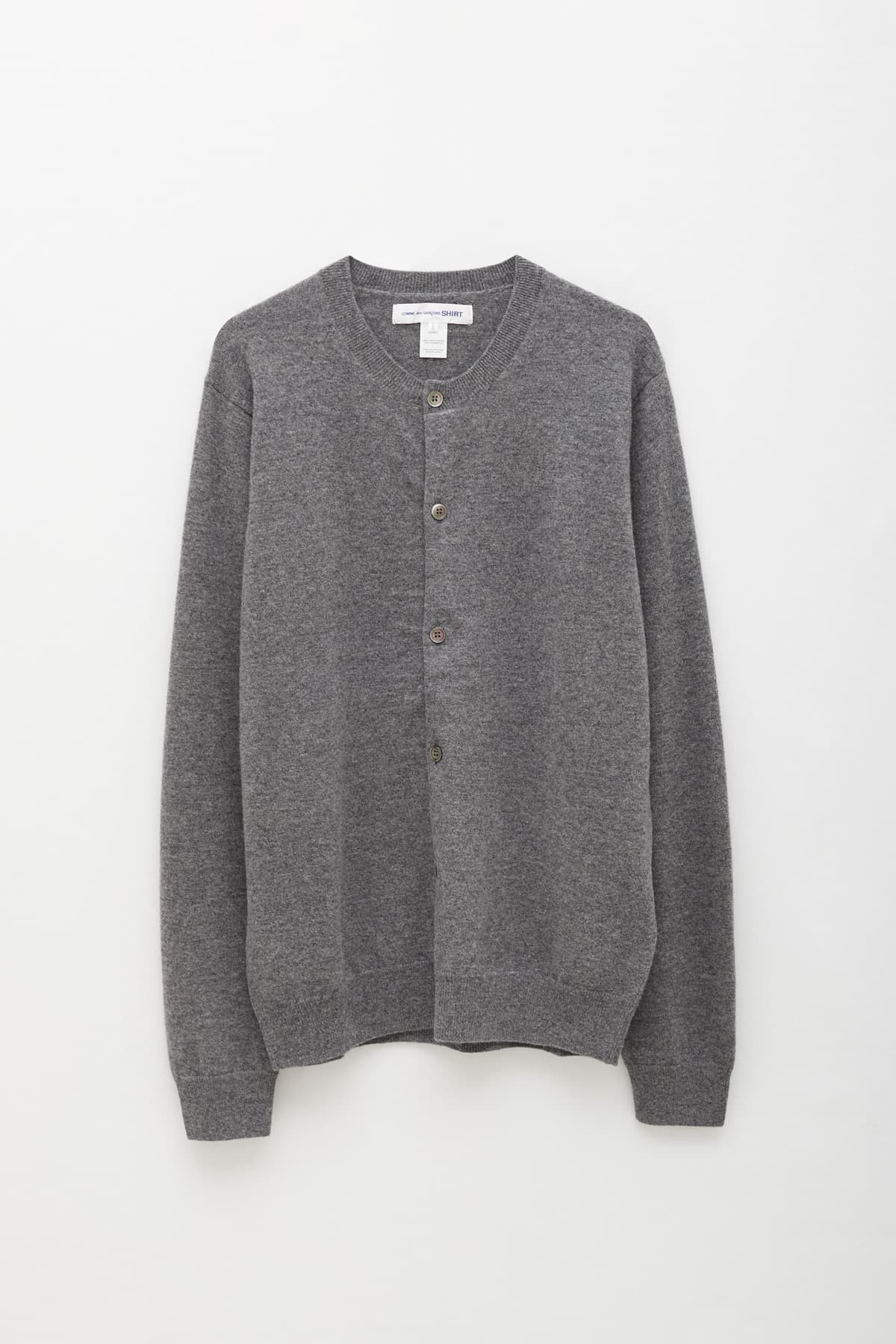 COMME DES GARCONS SHIRT FOREVER TOP GREY ROUND CARDIGAN IAMNUE