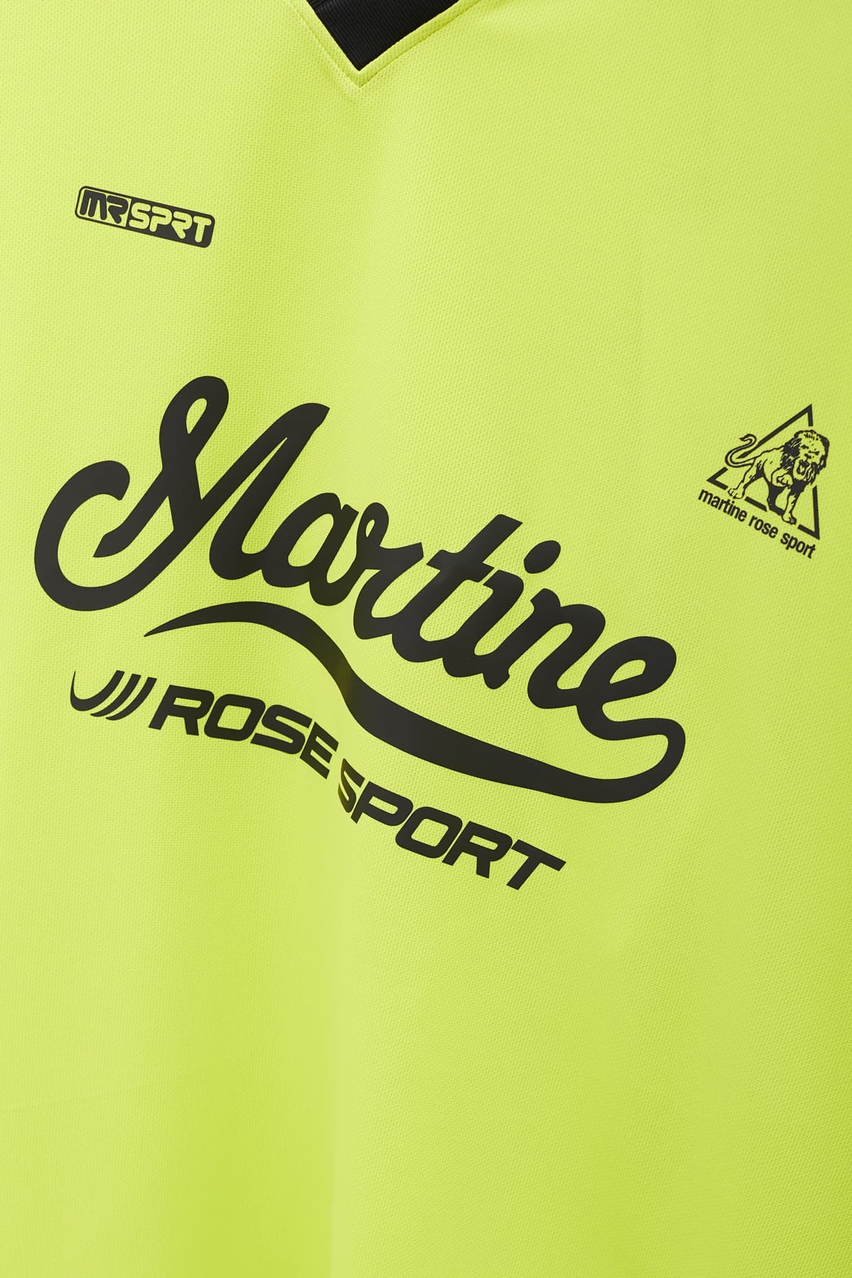 MARTINE ROSE FLUORESCENT YELLOW LS TWIST FOOTBALL T-SHIRT | IAMNUE