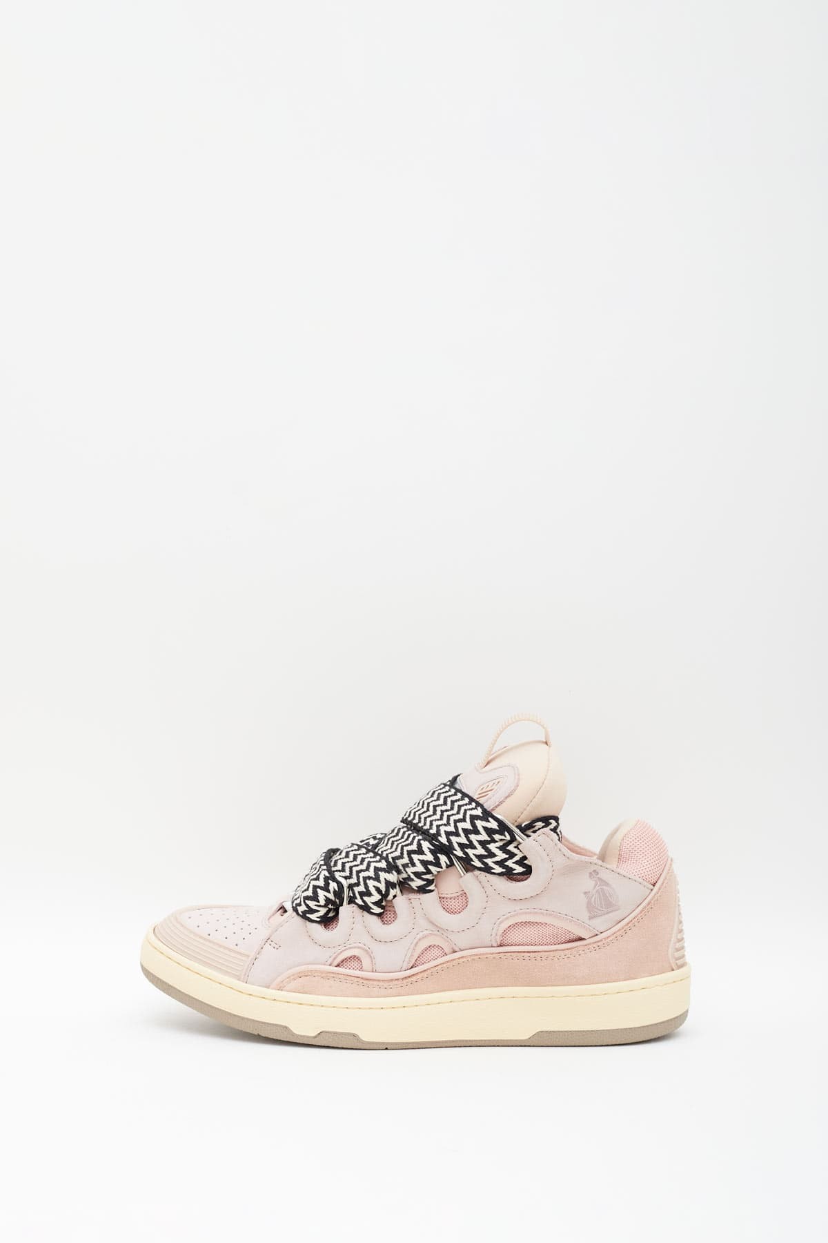 LANVIN ROSE PALE LEATHER CURB SNEAKERS IAMNUE