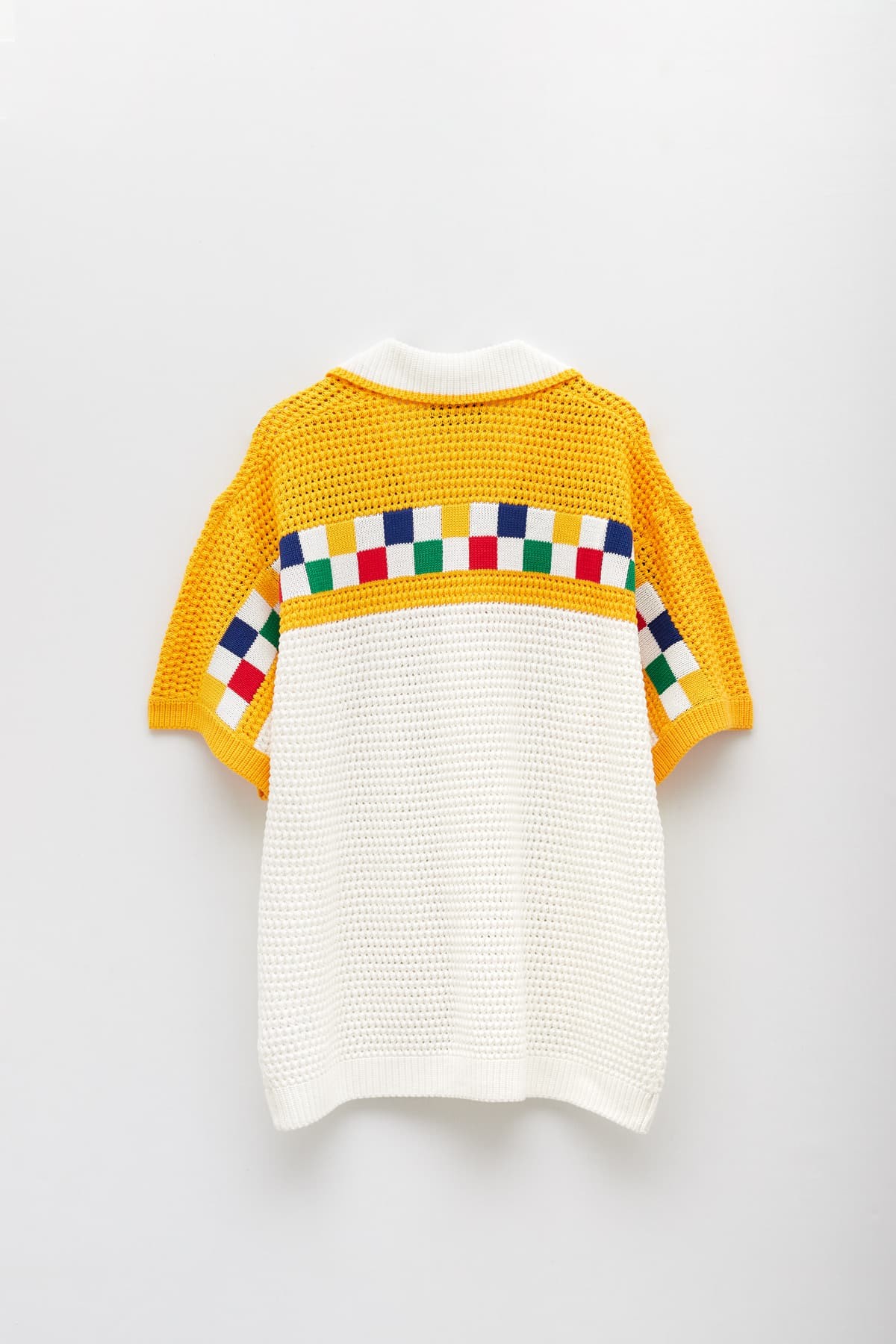 CASABLANCA WHITE YELLOW FAUX CROCHET SHIRT | IAMNUE