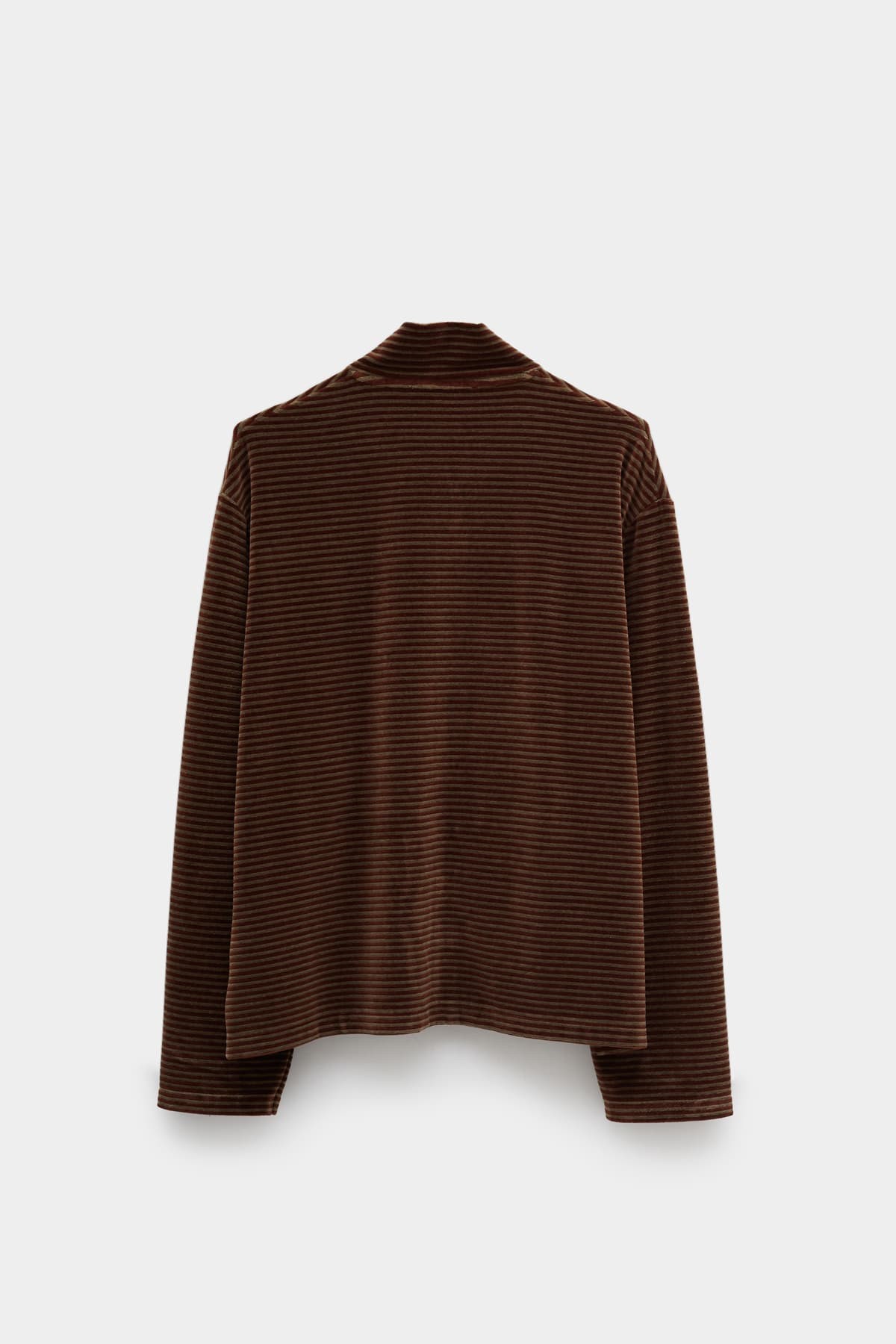 OUR LEGACY BROWN SCOOBIE STRIPE VELOUR SHRUNKEN POLO JACKET
