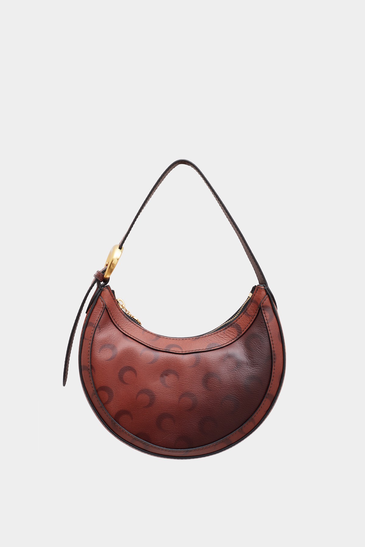 MARINE SERRE BROWN AIRBRUSHED CRAFTED LEATHER MINI ECLIPS BAG IAMNUE