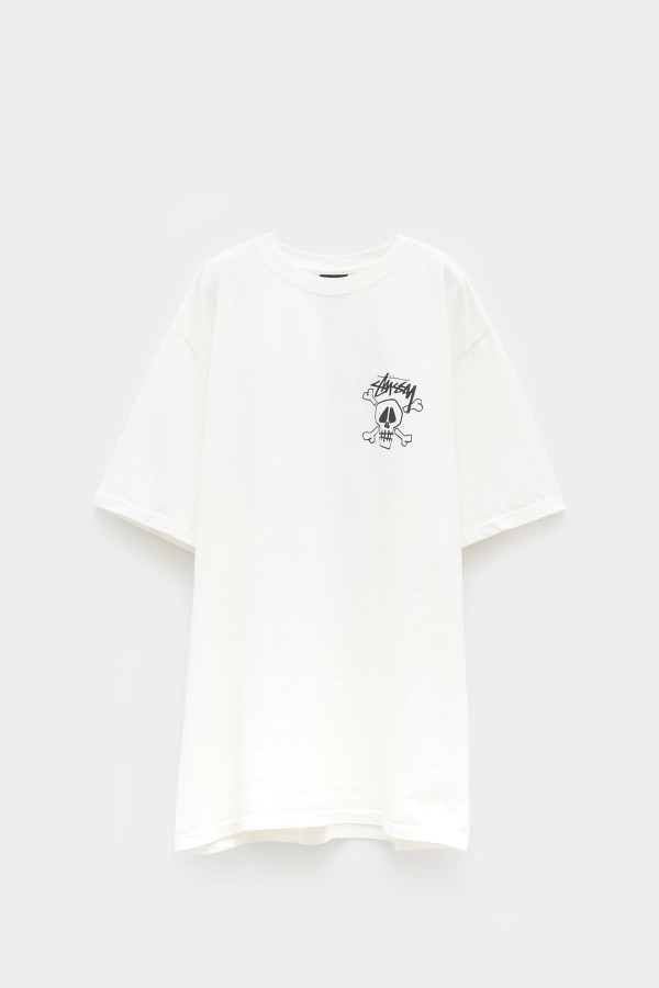 STUSSY NATURAL SKULLS AND BONES PIG DYED T-SHIRT | IAMNUE