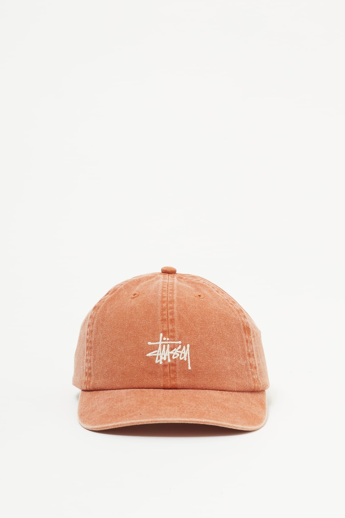 STUSSY RUST RED WASHED BASIC LOW PRO CAP IAMNUE