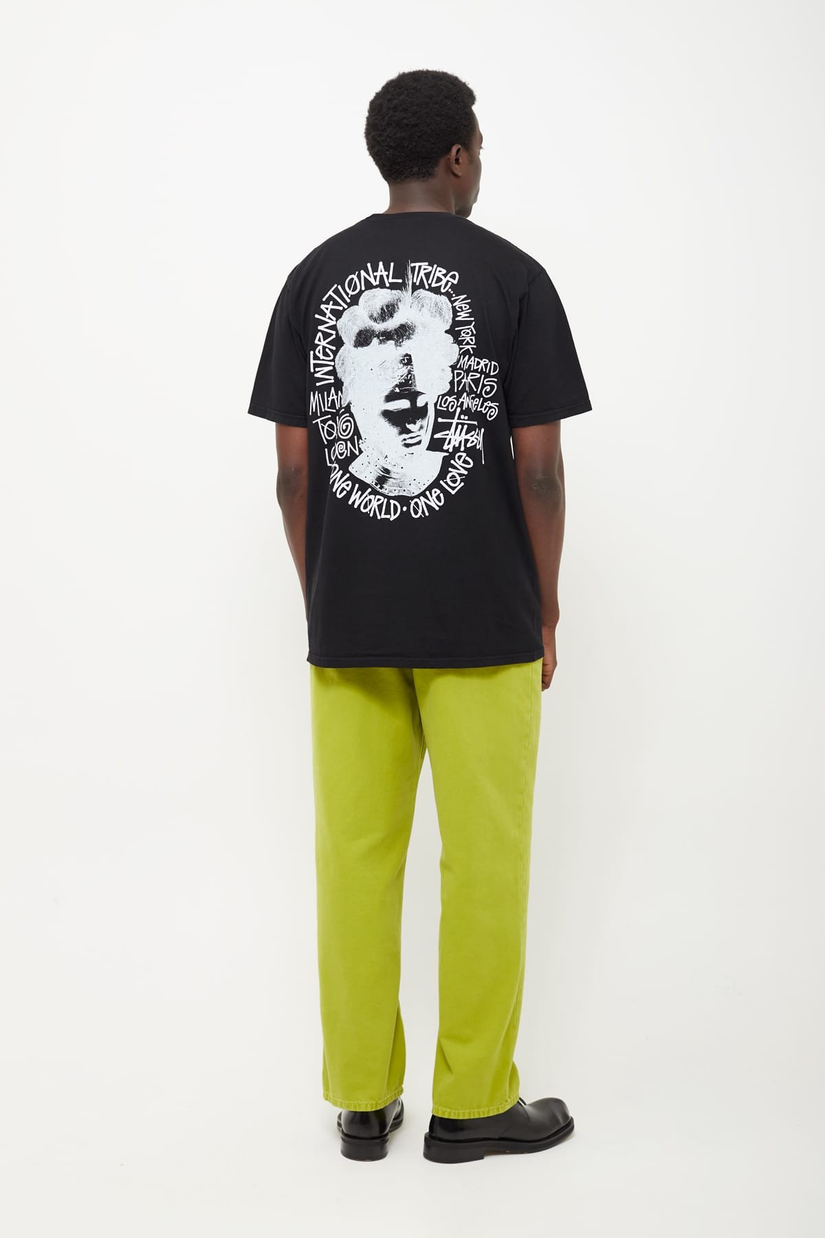 STUSSY BLACK CAMELOT PIG DYED T-SHIRT IAMNUE