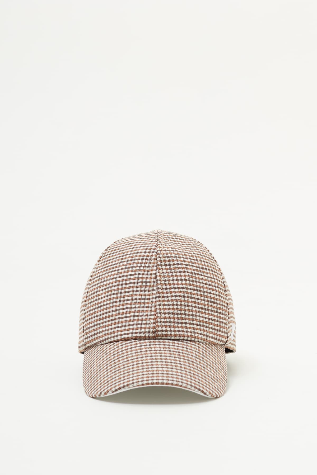 COURREGES BROWN WHITE GOGO CHECKED WOOL CAP IAMNUE