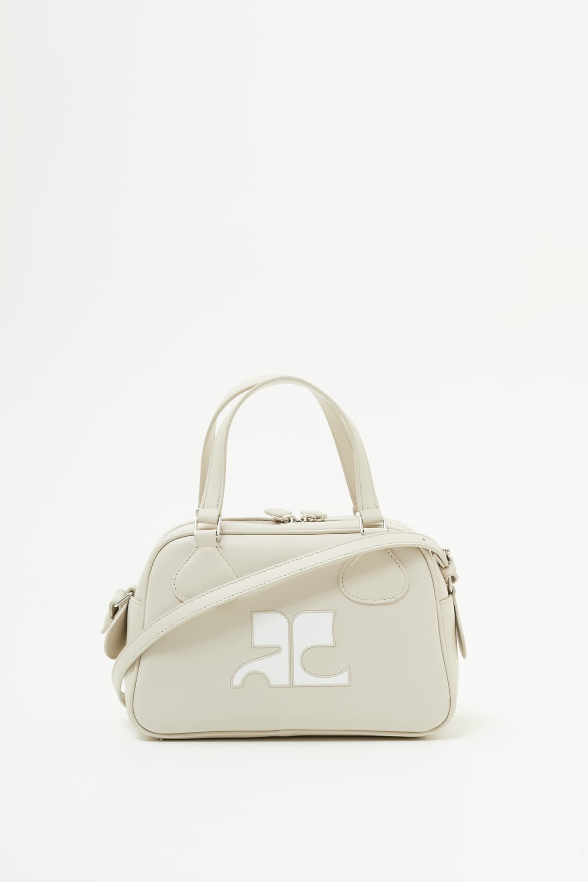 COURREGES MASTIC GREY REEDITION LEATHER BOWLING BAG IAMNUE