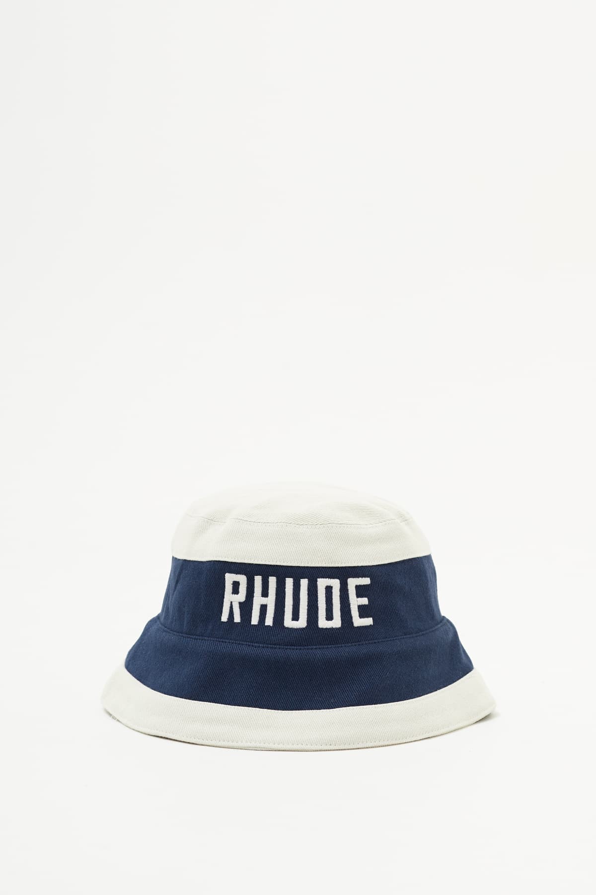 RHUDE MID-NIGHT BLUE CREAM EAST HAMPTON BUCKET HAT IAMNUE