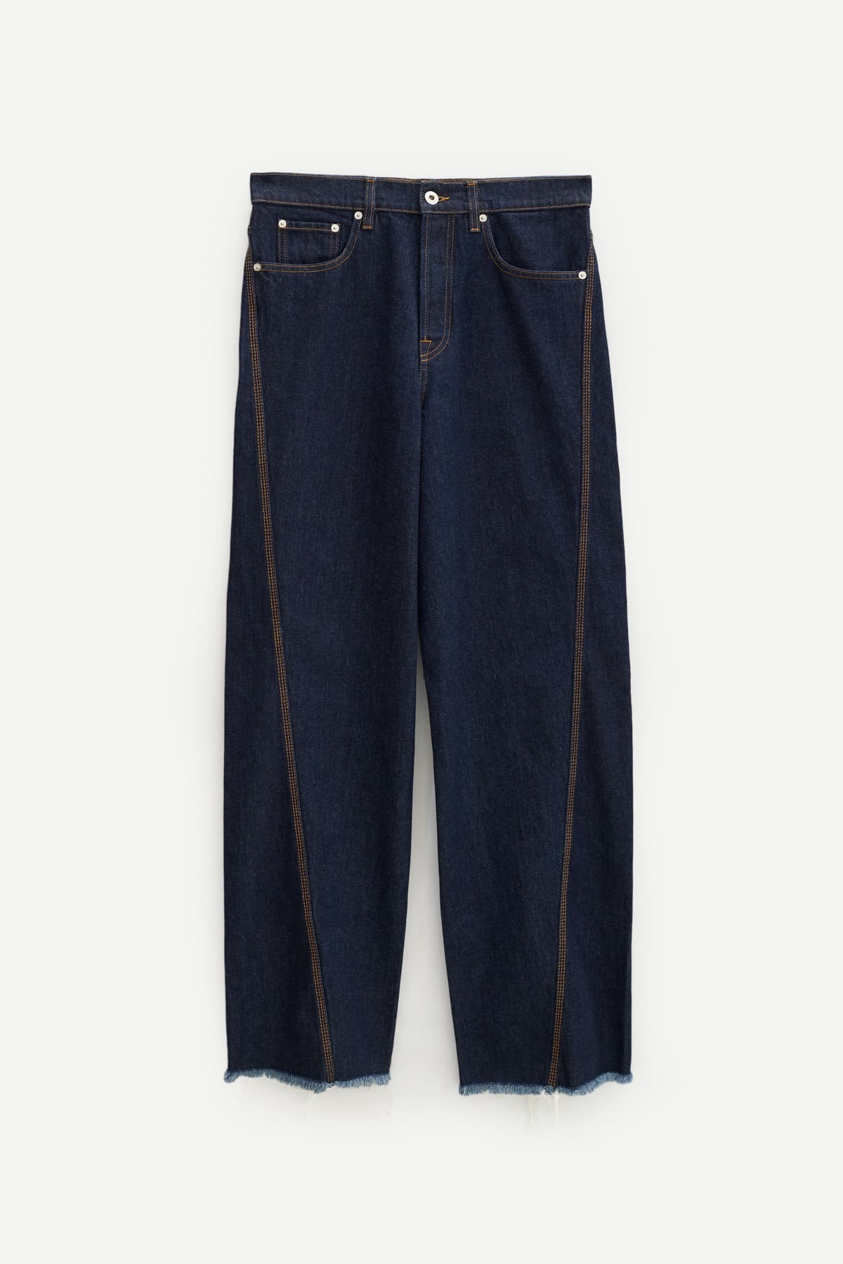 LANVIN NAVY BLUE TWISTED DENIM BAGGY TROUSERS IAMNUE