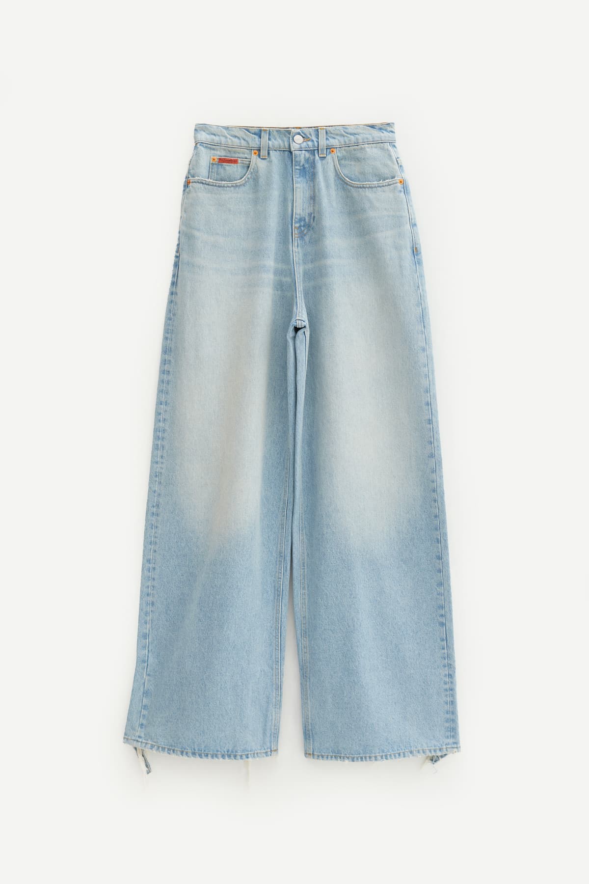 MARTINE ROSE BLEACHED WASH EXTENDED WIDE LEG JEANS IAMNUE