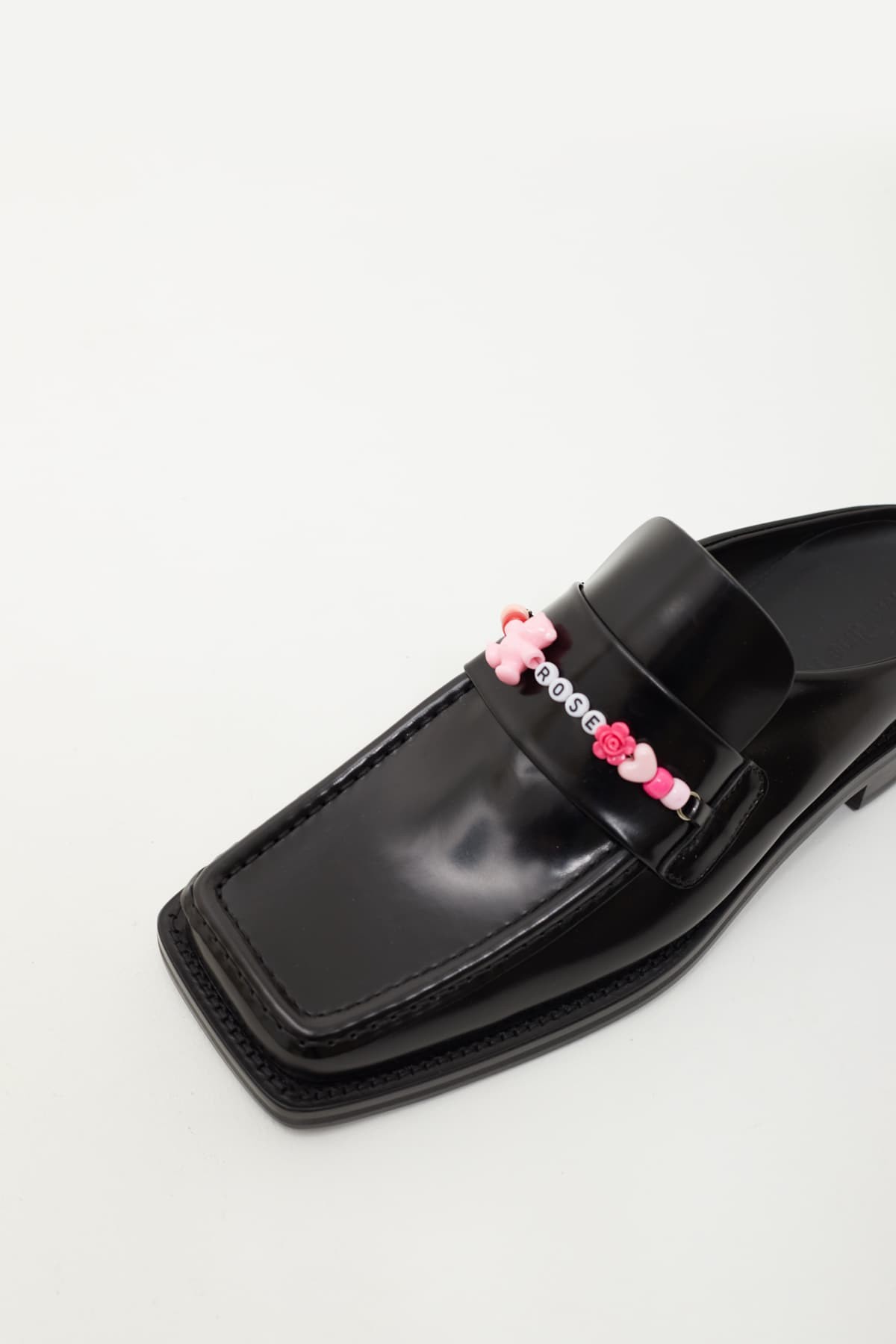 MARTINE ROSE BLACK BEADED SQUARE TOE MULE