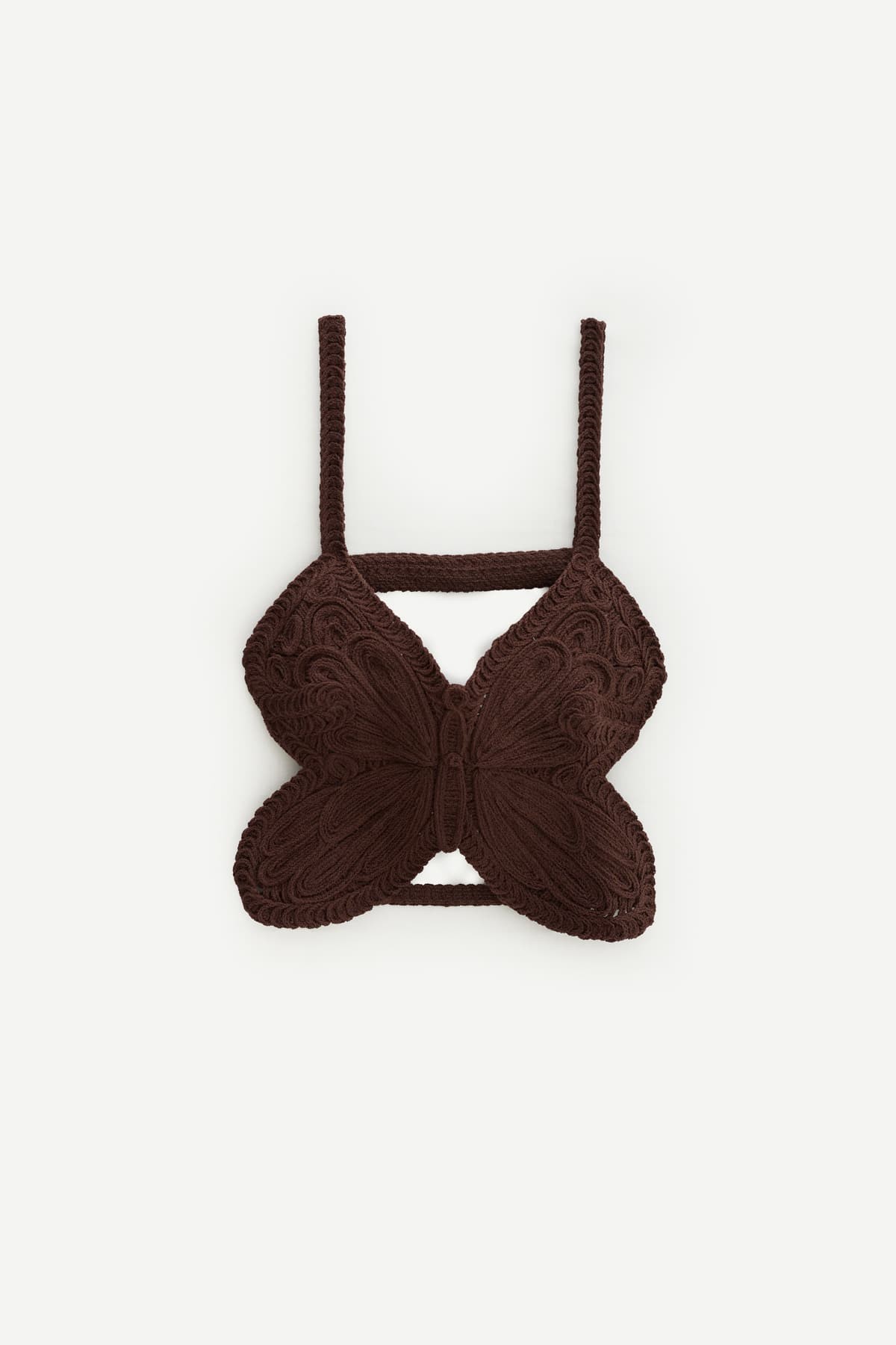 BLUMARINE CHOCOLATE BROWN EMBROIDERY BUTTERFLY CROPPED TOP IAMNUE