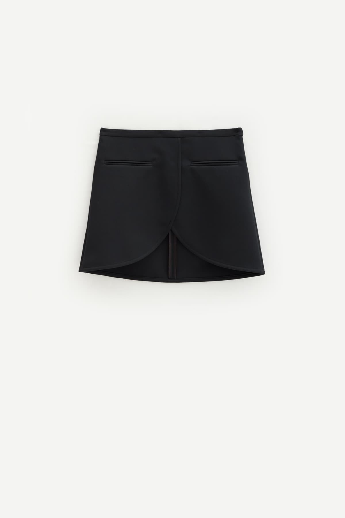 COURREGES BLACK ELLIPSE TWILL MINI SKIRT IAMNUE