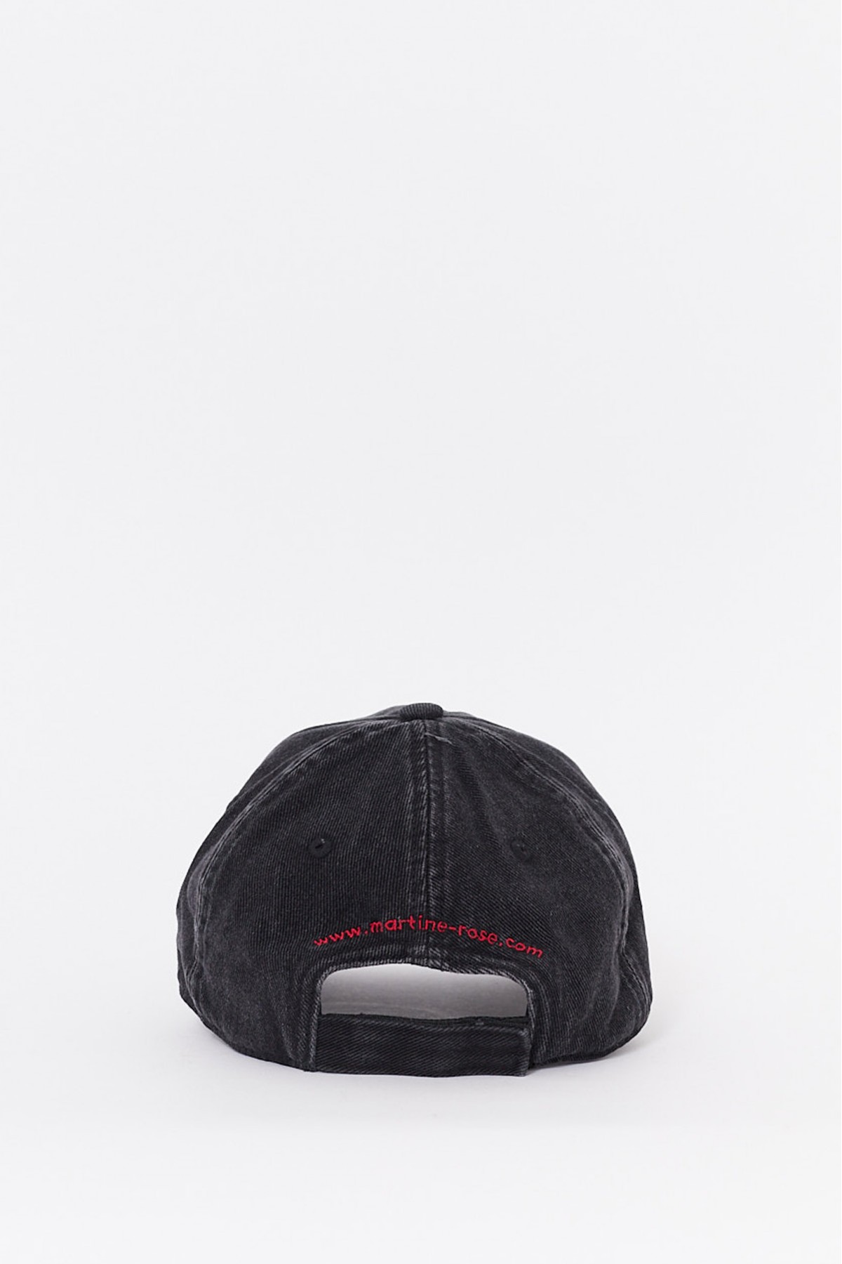 MARTINE ROSE WASHED BLACK CUT PEAK BACK CAP | IAMNUE