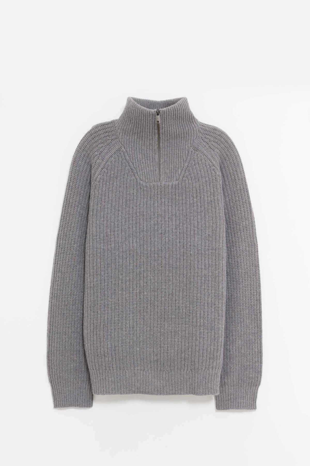 CARHARTT WIP GREY HEATHER MARLON HALF ZIP SWEATER IAMNUE