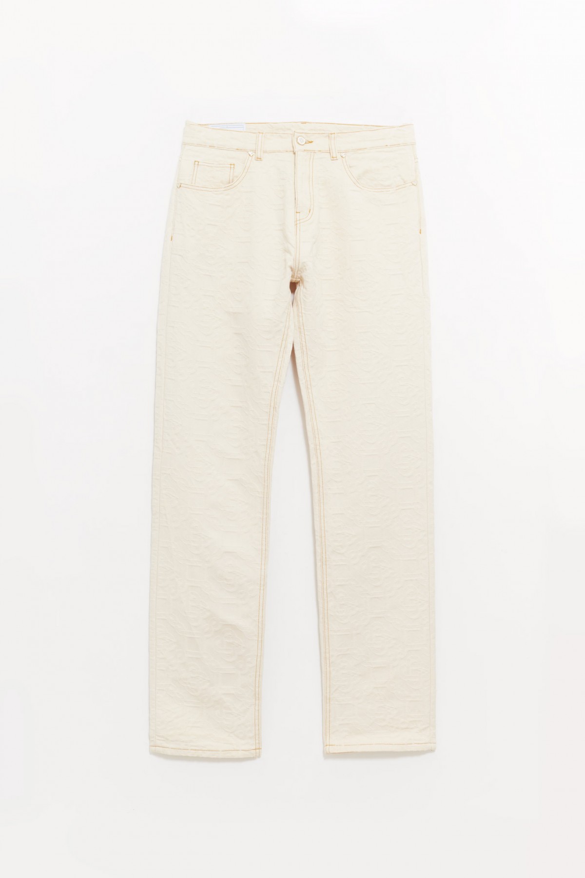 CASABLANCA OFF WHITE MONOGRAM DENIM TROUSERS IAMNUE