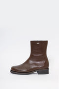 OUR LEGACY OLIVE LEATHER CAMION BOOTS