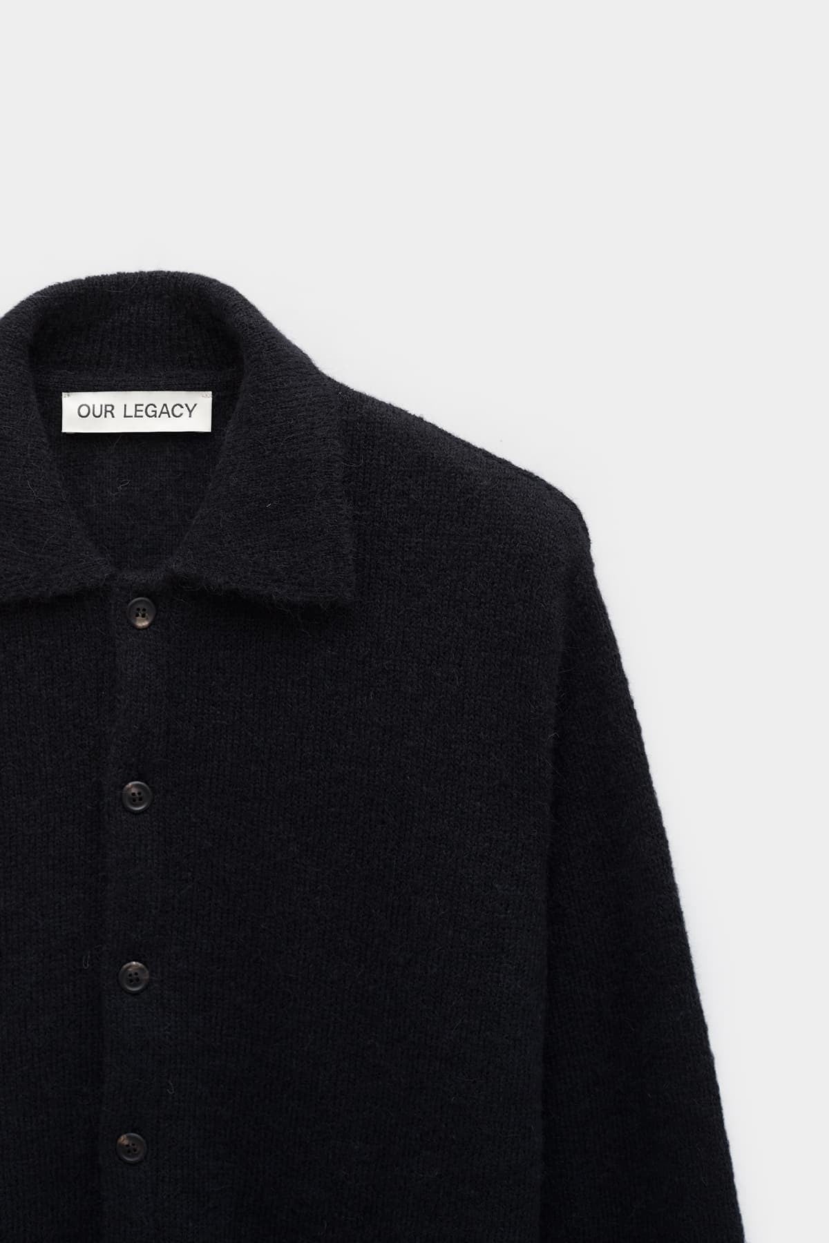 OUR LEGACY BLACK FUZZY ALPACA EVENING POLO CARDIGAN