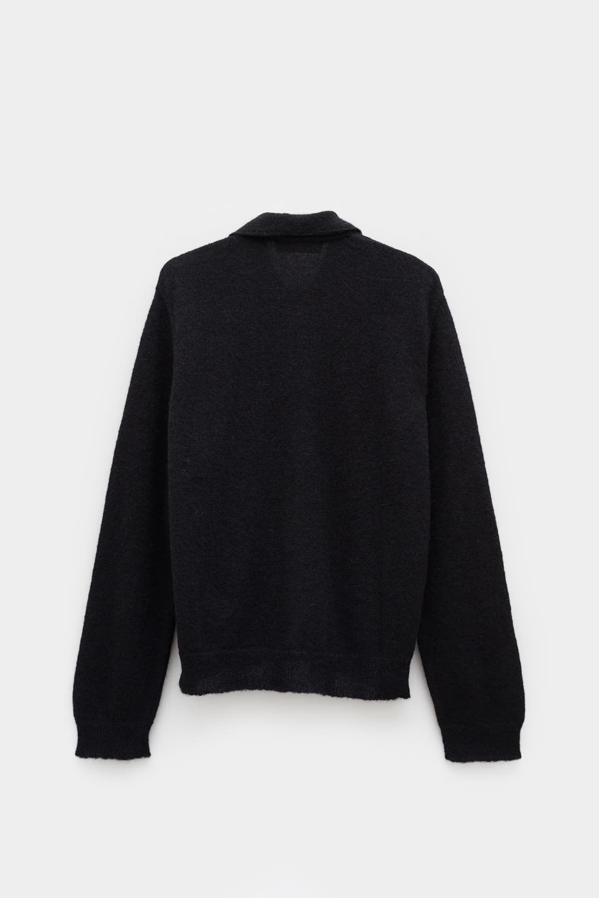 OUR LEGACY BLACK FUZZY ALPACA EVENING POLO CARDIGAN