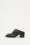 COURREGES BLACK GOGO LEATHER MULES